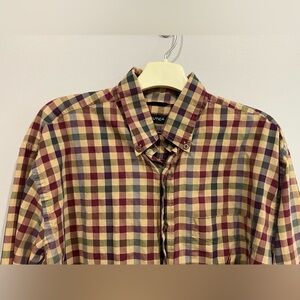 Men’s Nautica Traveler Twill Checkered Long Sleeve Button Down Shirt Size Large